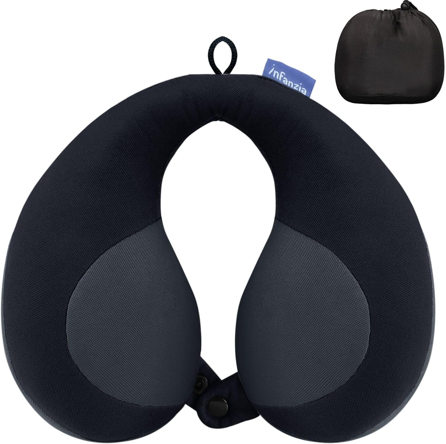 INFANZIA Kids Travel Pillow for Neck and Head Support, Portable U-Shaped Neck Pillow in the Car Seat, Airplane, Toddler Neck Pillow Prevents Head Falling Forward for Sleeping- Gifts for Child, Black