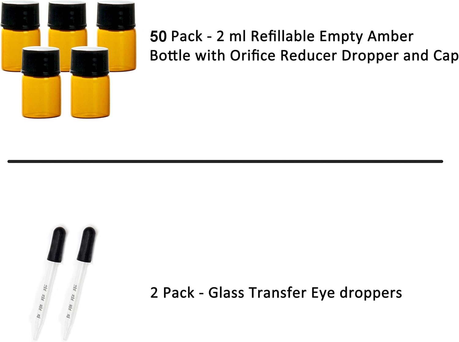 Super Deal Product Youngever Essential Oils Bottles, 50 Pcs 2 ml Amber Glass Vials Bottles with Orifice Reducers and Black Caps, With 2 Glass Transfer Eye droppers 70% Off Discount Youngever Essential Oils Bottles, 50 Pcs 2 ml Amber Glass Vials Bottles with Orifice Reducers and Black Caps, With 2 Glass Transfer Eye droppers