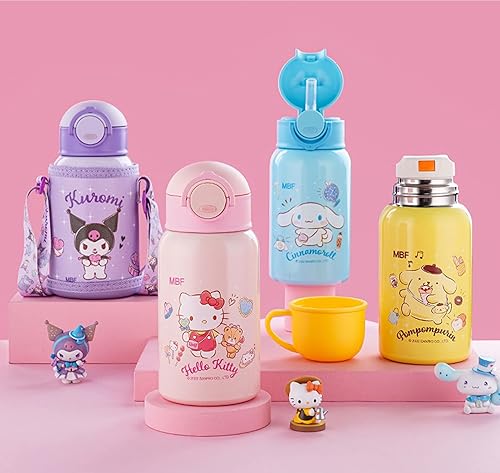 Miniatura 3 de Everyday Delights Sanrio Cinnamoroll - Botella de agua aislada de acero inoxidable con taza, popote y bolsa, 16.9 fl oz, color azul (CN2140)