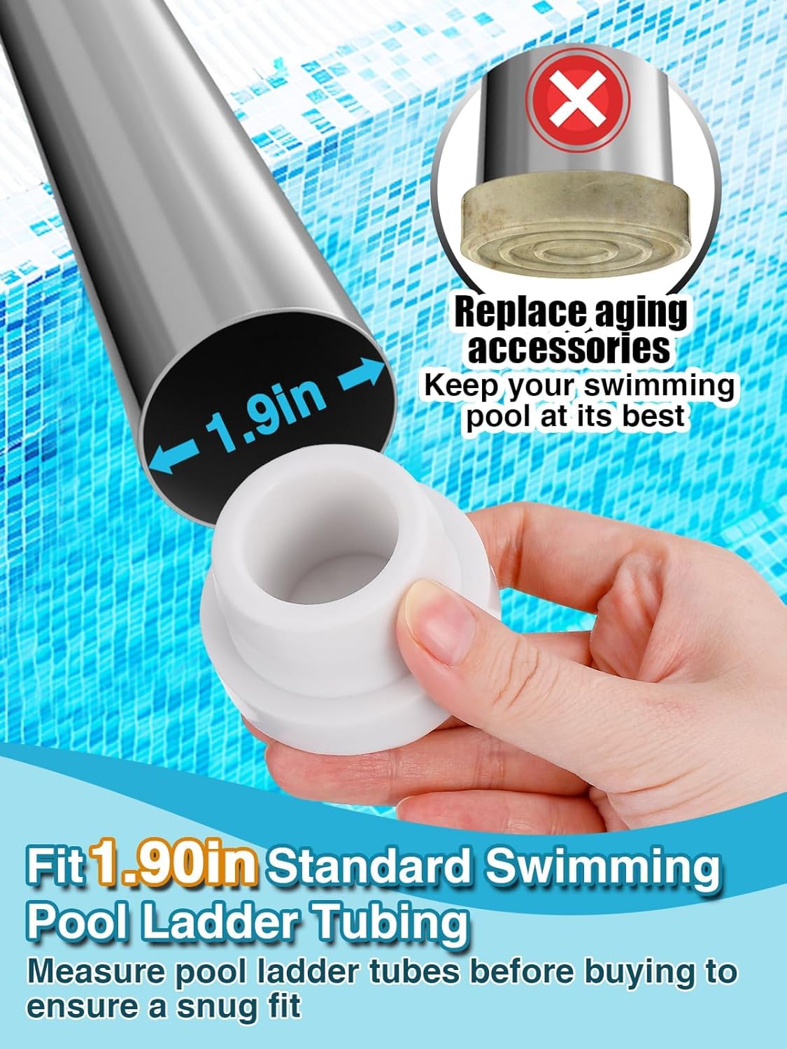 Pack of 4 Pool Ladder Rubber Buffers, Pool Ladder Bumpers, White Pool Ladder Accessories, Swimming Pool Ladder, Rubber Plug - Image 4