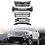 telfair Complete Front Bumper Cover Kit with Grille Compatible with 2011-2015 Ford Explorer (Excludes Limited), Replaces OEM FO1014109, FO1223118, FO1200533,BB5Z17626BB,Unpainted