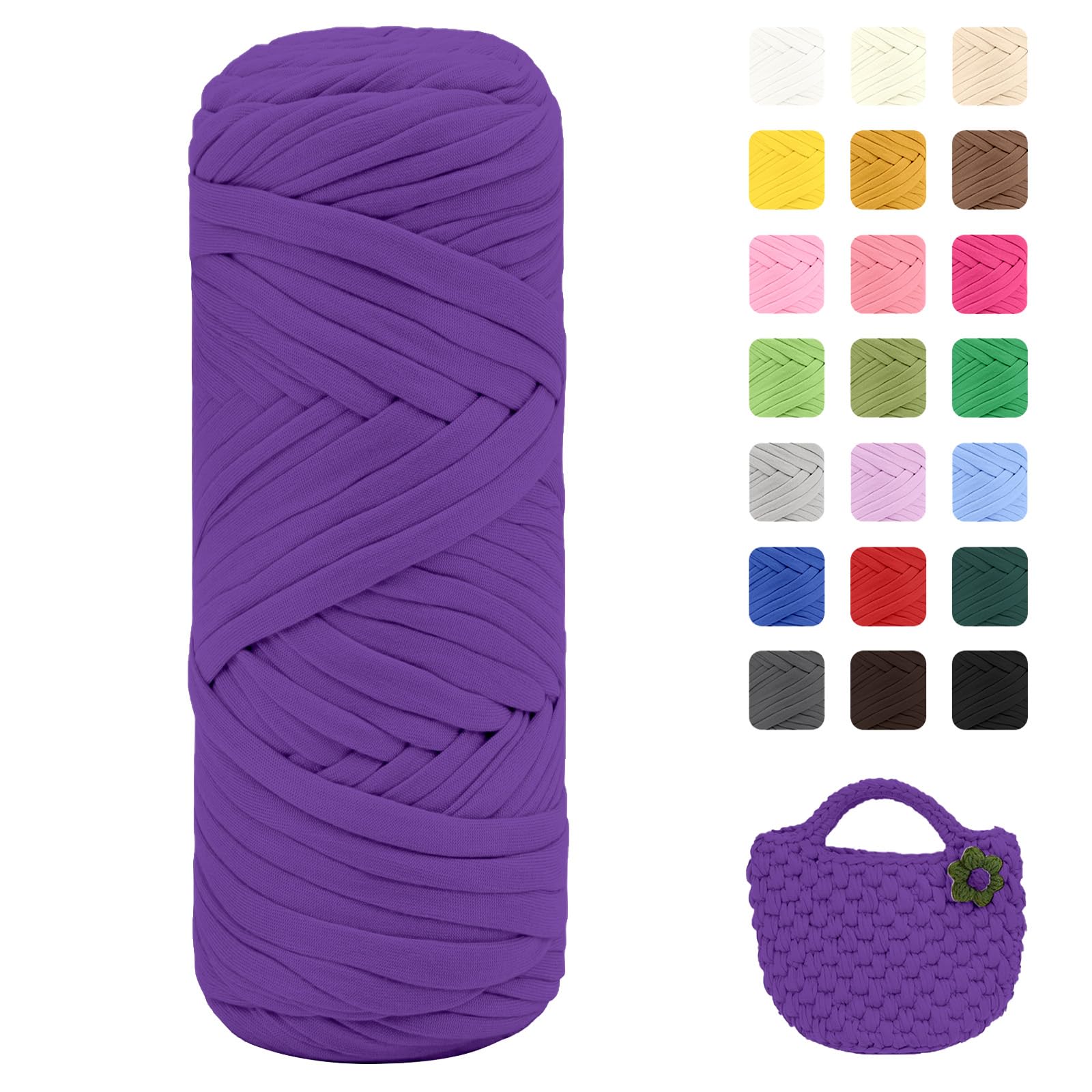 Maxee 400g T-Shirt Garn – 2 er Pack (je 200g/75m), Weiches Beilaufgarn zum Häkeln & Stricken – Farbintensiv & pflegeleicht, Ideal für Häkeltaschen/Körbe/Teppiche DIY Projekte, Handarbeiten und Deko