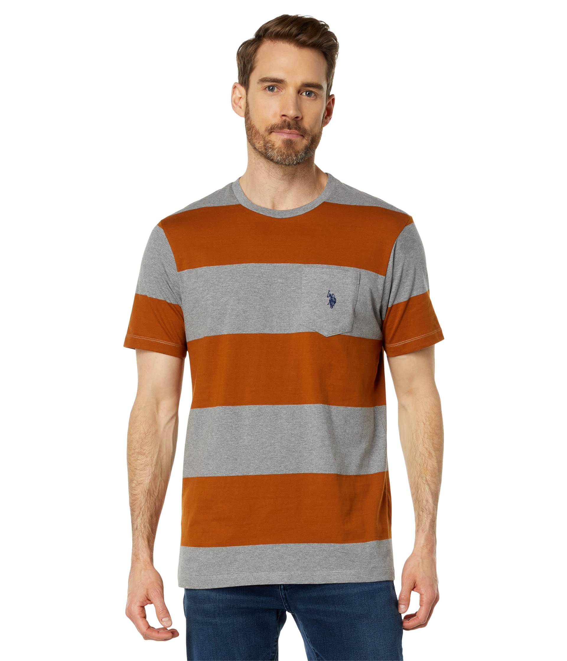 T-SHIRT RUGBY IN JERSEY A RIGHE CON TASCA
