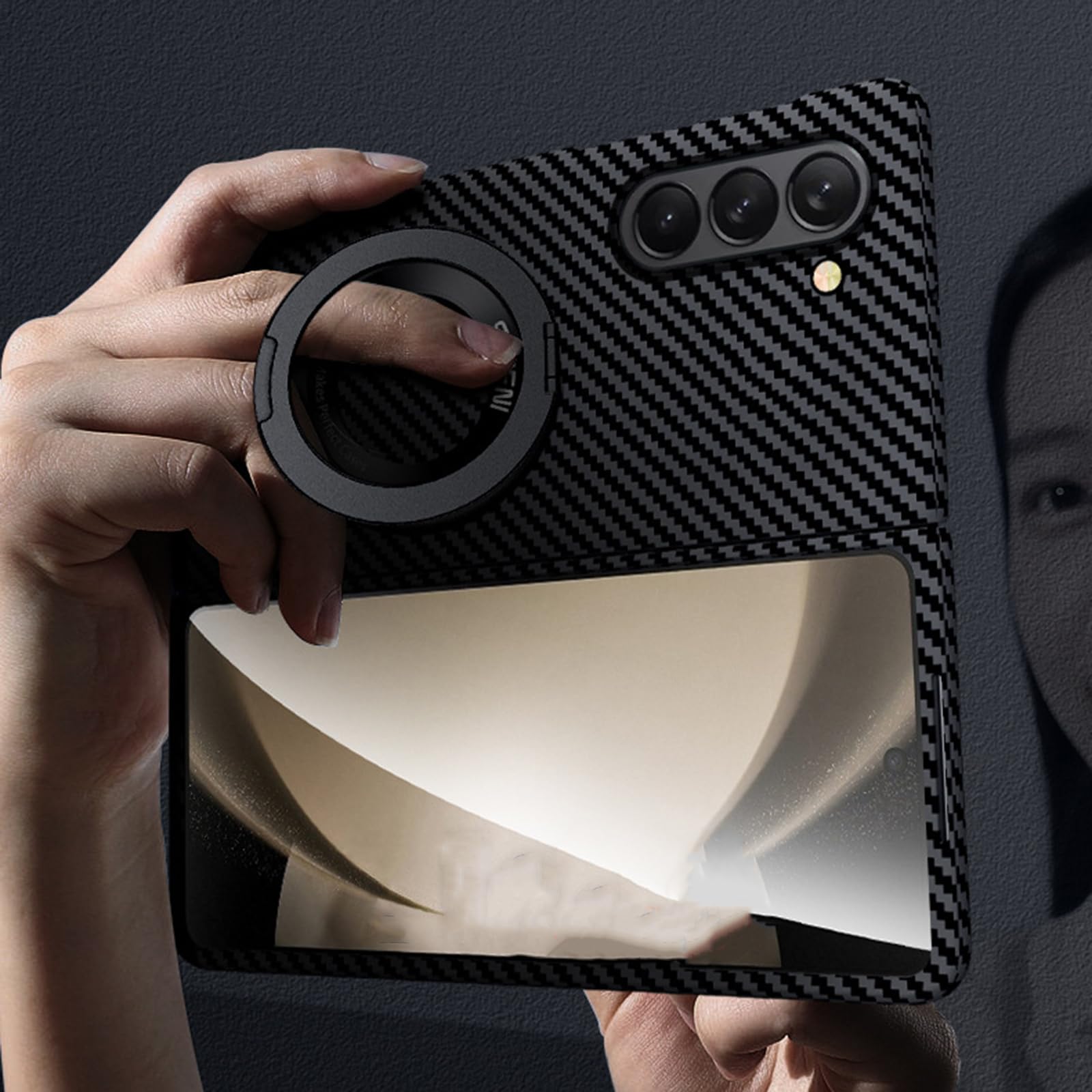Magnetica Cover per Samsung Galaxy Z Fold 8 Ultra, Fibra Carbonio Modello