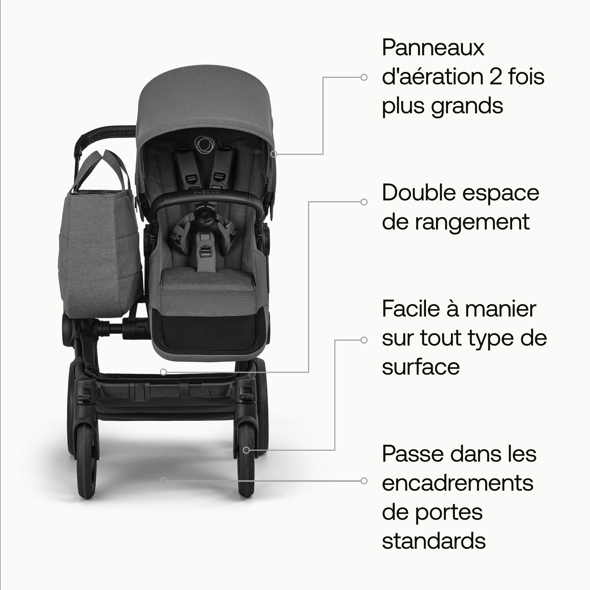 Poussette Bugaboo Donkey 6 simple, convertible en modes double et jumeaux