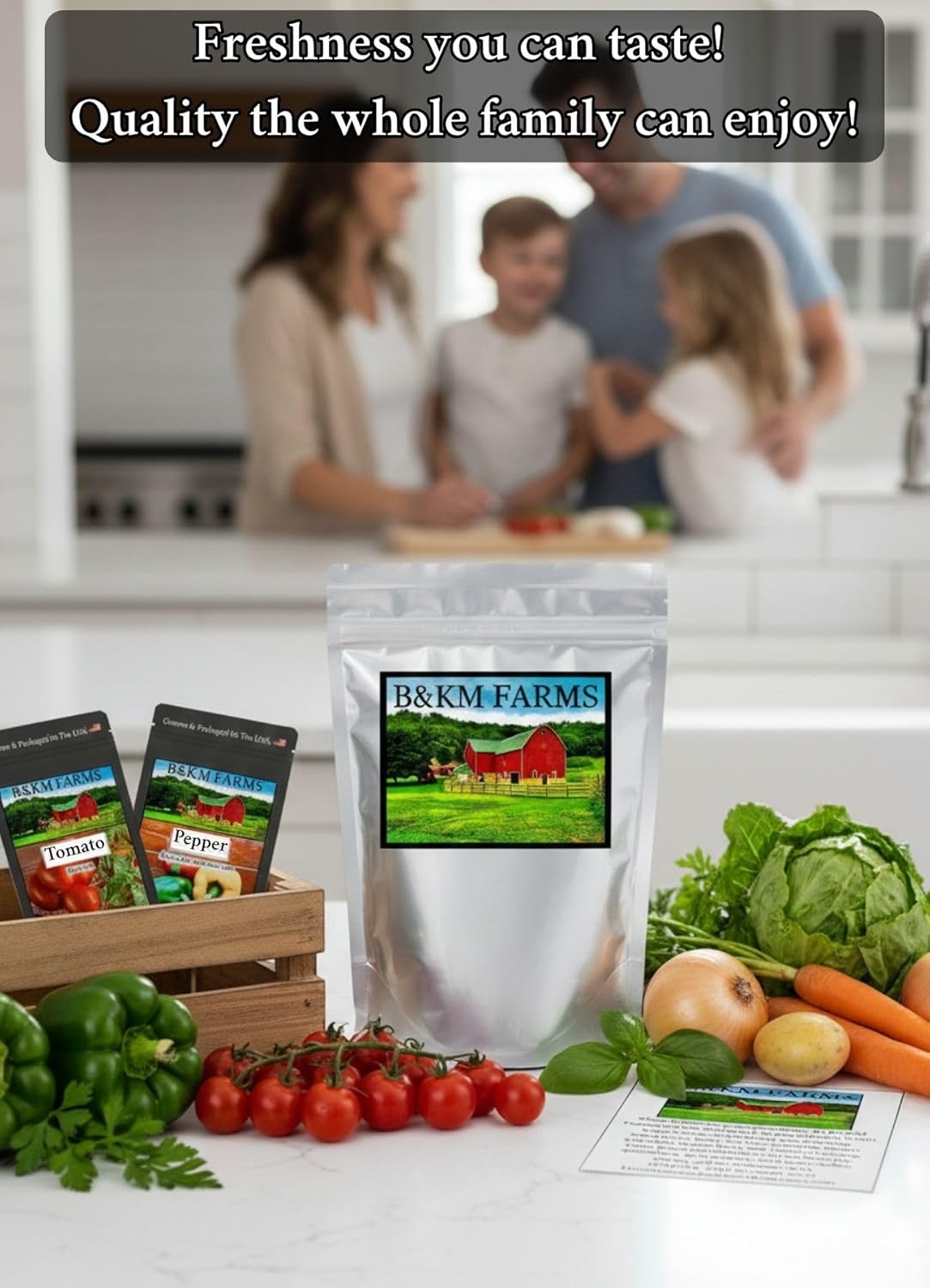 B&KM Farms Vegetable & Herb Seed Collection - 40 Varieties, 80 Packets, 90,000+ Heirloom Non-GMO Seeds, Resealable Storage Packaging (80 Pack: The Ultimate Survival Vault)