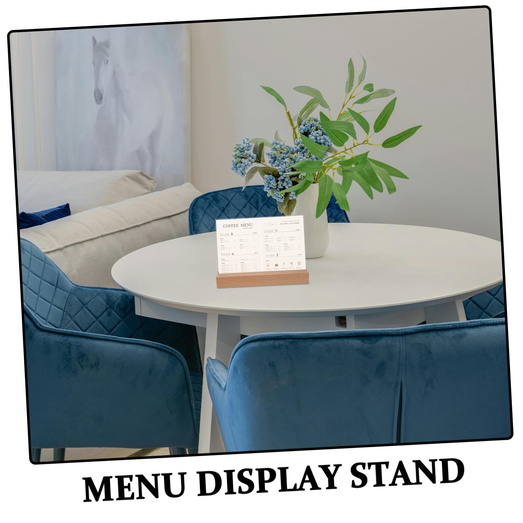 Homoyoyo 5 Soportes para Letreros de Mesa de Acrílico Transparente con Base de Madera, Protección contra Manchas, Ideales para Restaurantes y Hoteles