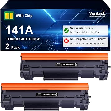 141A W1410A Toner Cartridges for HP LaserJet M110w M140w MFP M139w Printer | for HP 141A Black LaserJet Toner Cartridge, with Chip, 2-Pack