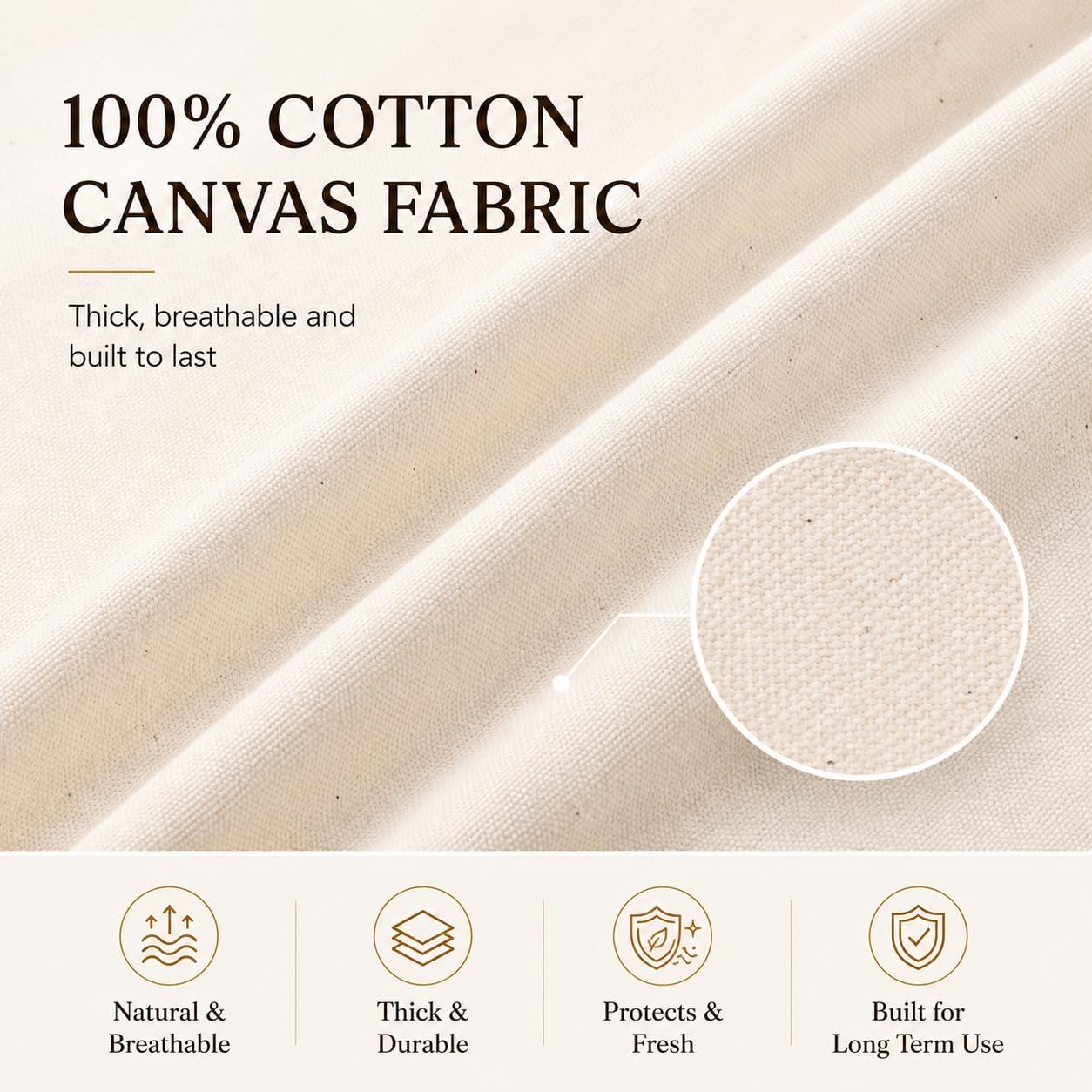 Cotton Canvas Storage Bags for King/Queen Comforters, Bedding, 3Pack, Beige