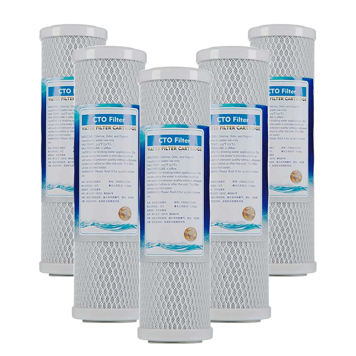 5 Micron 2.5" x 10" Whole House CTO Carbon Water Filter Cartridge Replacement for Countertop Water Filter System, for Home Under-Sink Filtration System