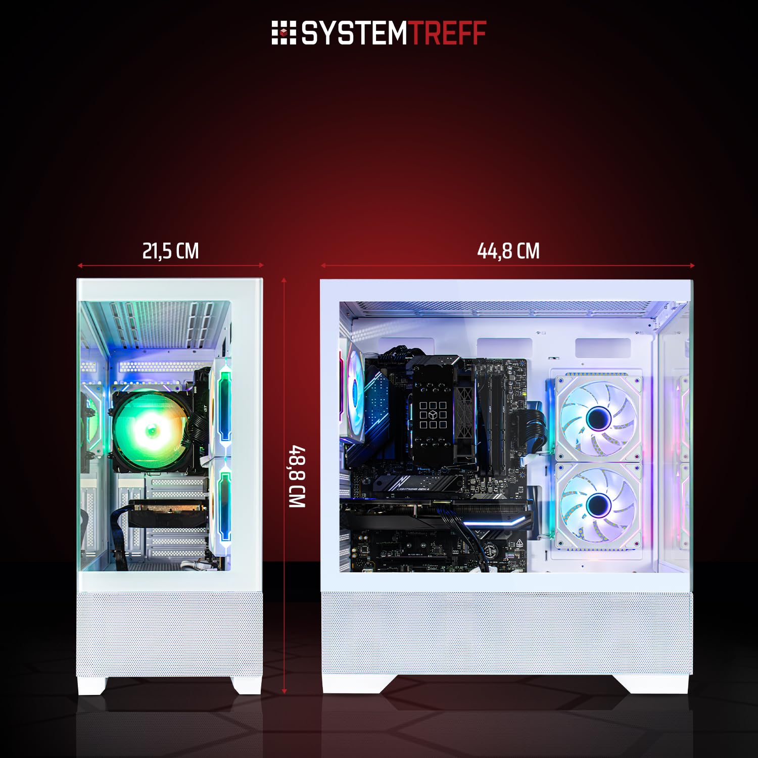 SYSTEMTREFF High-End Gaming PC weiß AMD Ryzen 5 9600X 6x5.4GHz | AMD Radeon RX 9060 XT 16GB DX12 | 1TB M.2 NVMe | 16GB DDR5 RAM | Windows 11 | Desktop Computer Rechner für Gamer, Zocker & Streamer