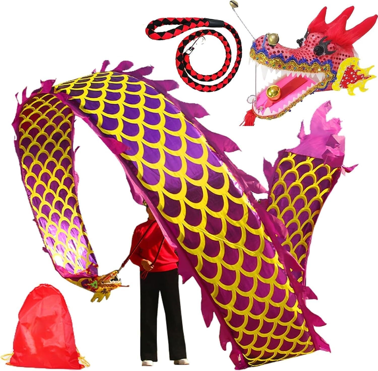 Drapeau de danse du dragon violet de 10m pour le fitness et la jonglerie en plein air
