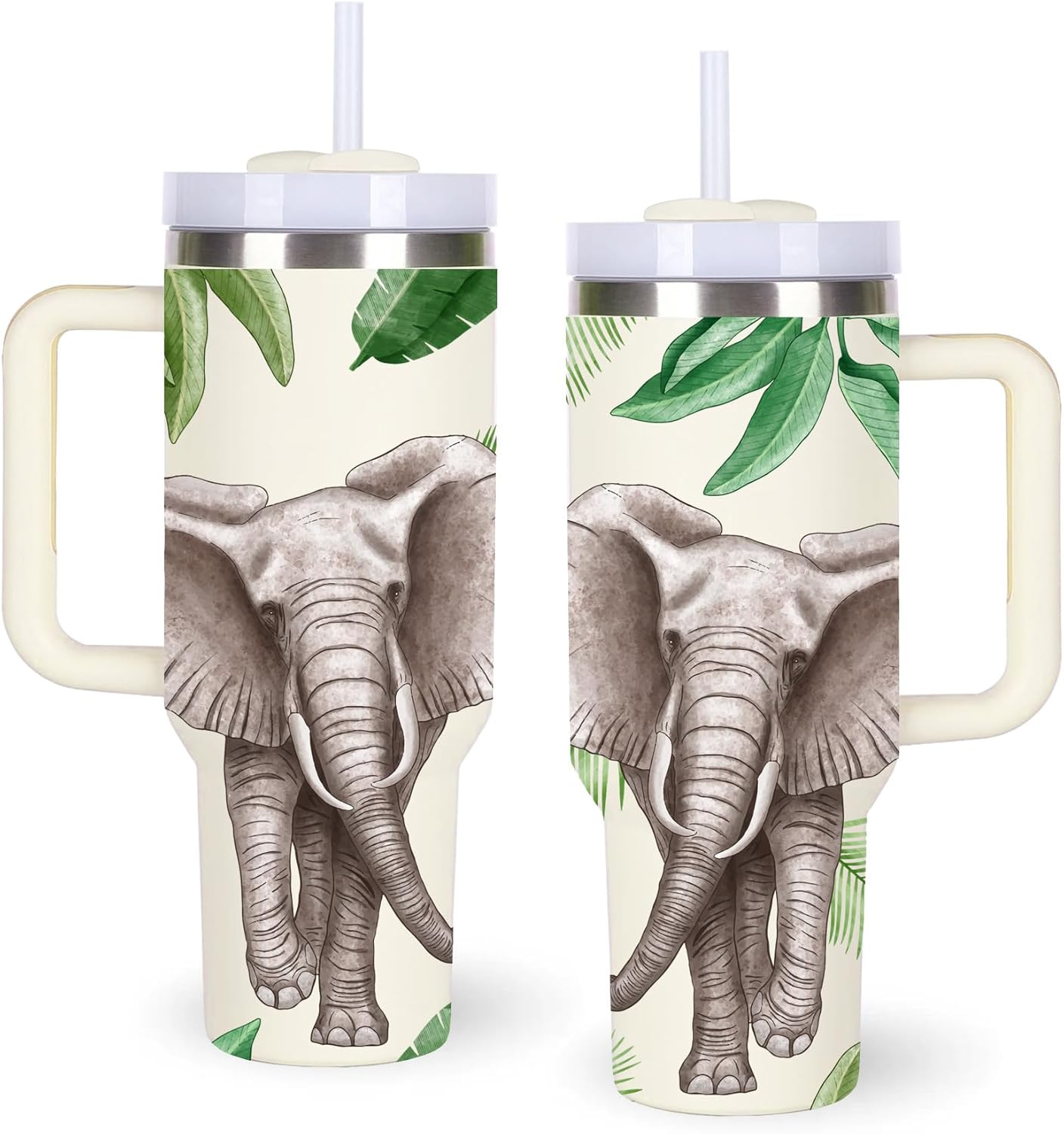 momocici 40oz Elephant Tumbler with Handle Gifts for Women.Elephant Lover Cups Tumbler Gifts for Women.40 oz Birthday Christmas Elephant Cup Tumblers for elephant lover.