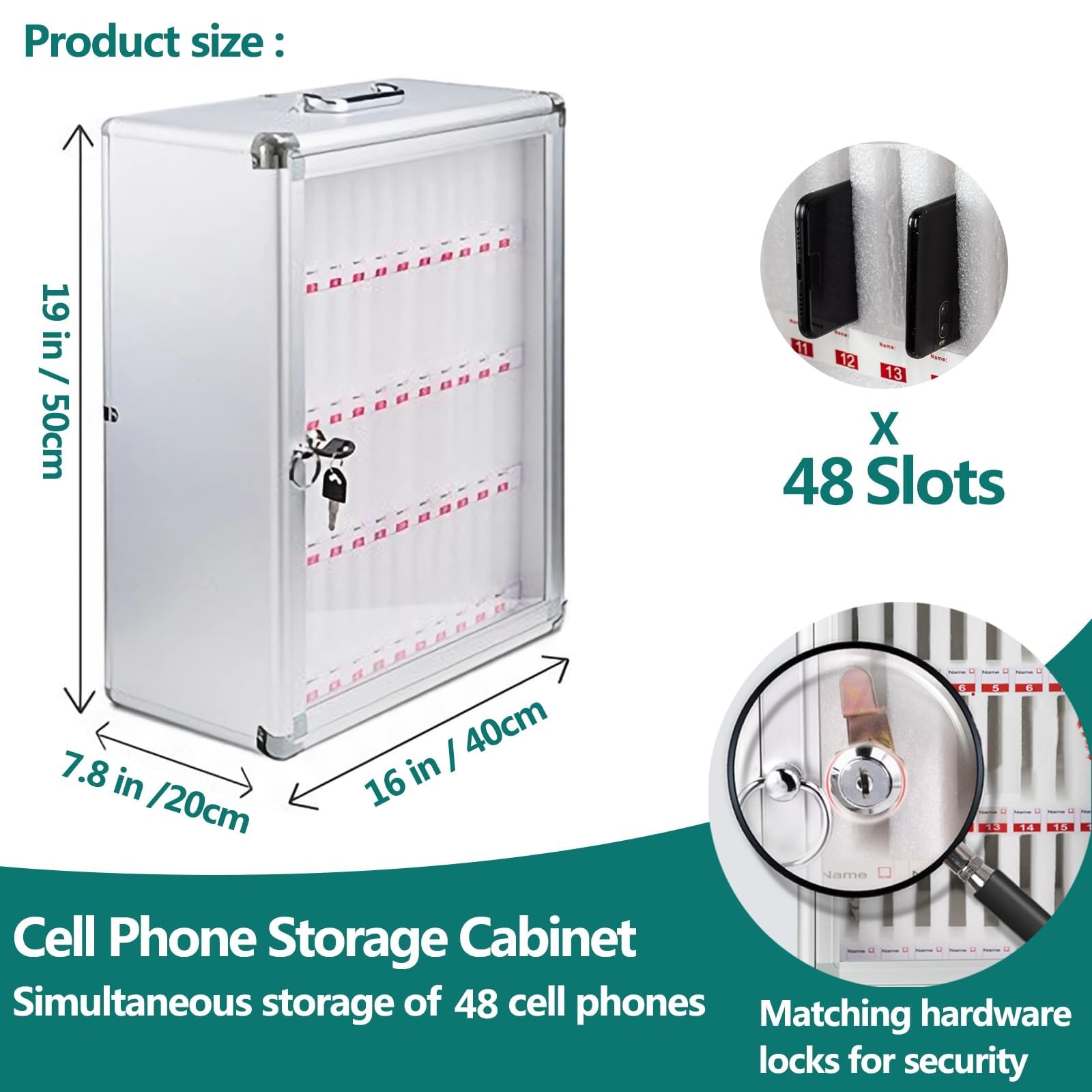 Supporto per telefono da parete, in lega di alluminio, per riporre il telefono in classe, soluzione di archiviazione sicura per telefoni, ideale per uso scolastico, design durevole ed elegante
