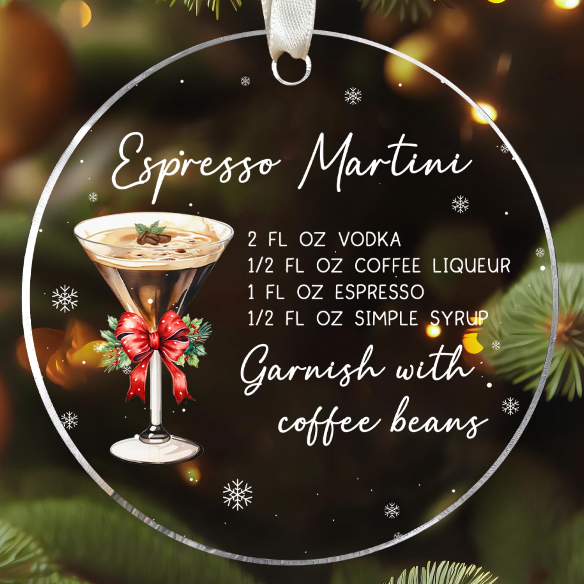 TEEBIM Espresso Martini Acrylic Christmas Ornament 2024