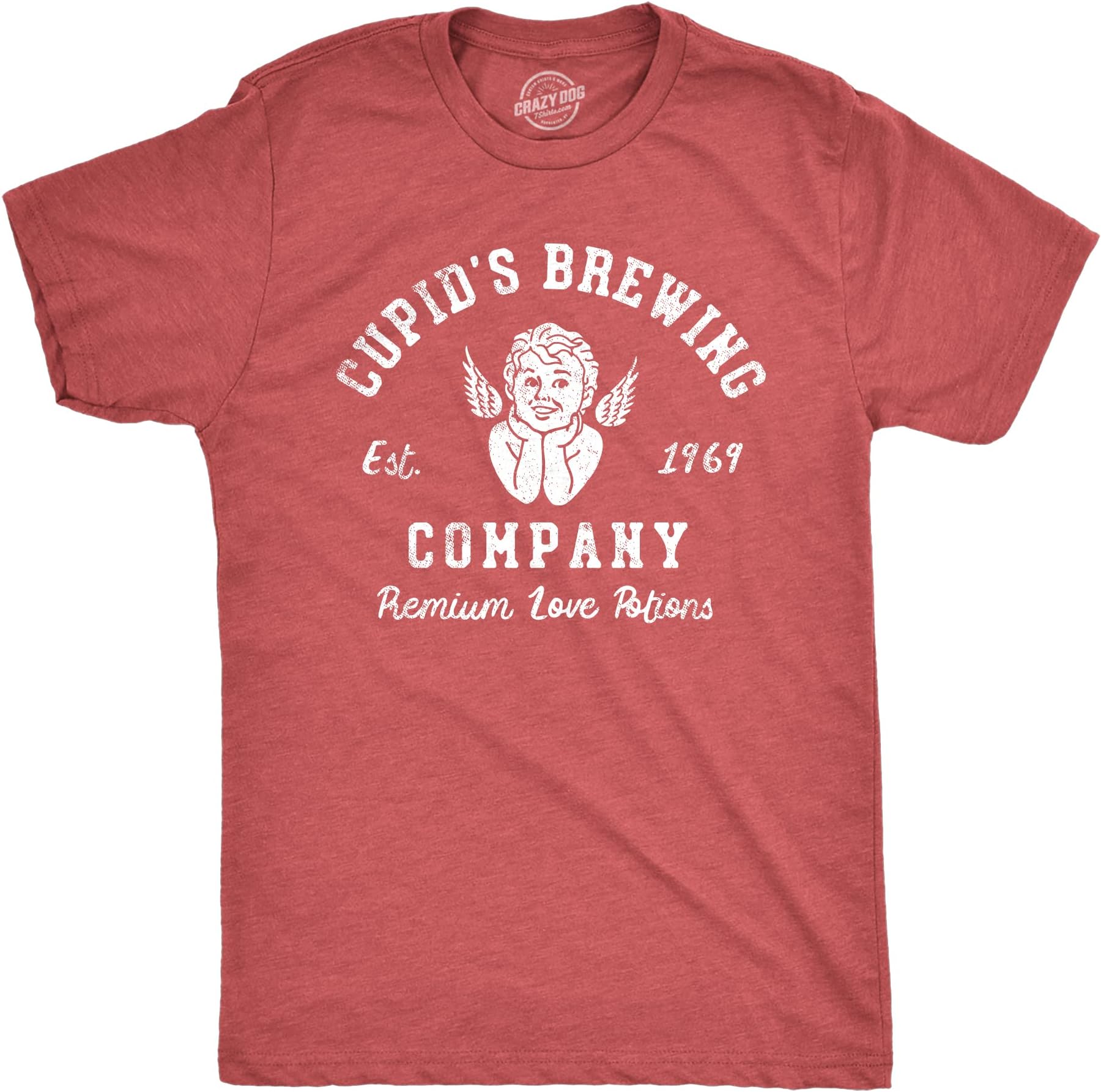 Crazy Dog T-ShirtsMens Cupids Brewing Company T Shirt Funny Valentines Day Love Potions Tee for Guys