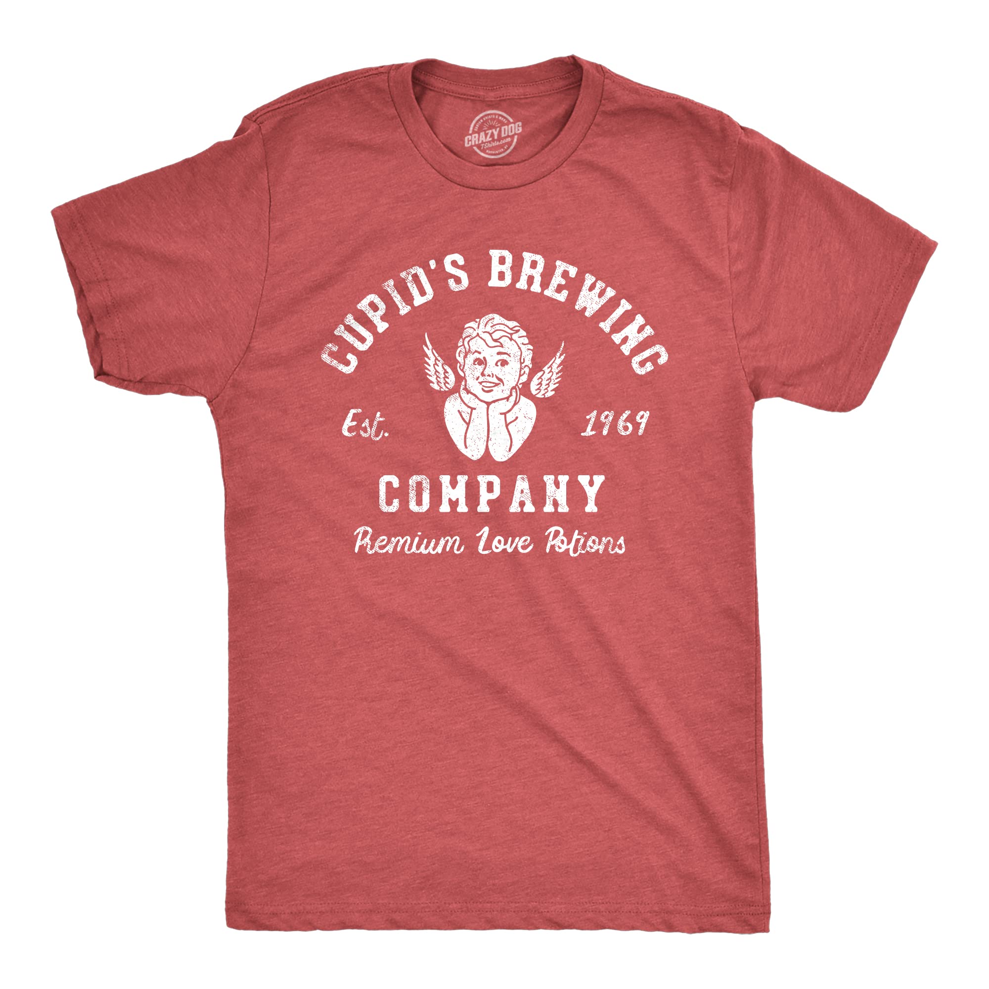 Crazy Dog T-ShirtsMens Cupids Brewing Company T Shirt Funny Valentines Day Love Potions Tee for Guys