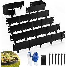 6-Pack Heavy Duty Metal Garden Border 20FT, 8 in *37 in Hammer-in Landscape Edgings with 6 Pcs Plastic Stakes, Bendable Lawn Edgings for Yard, Tree Rings, Lawn,Pathway-Black