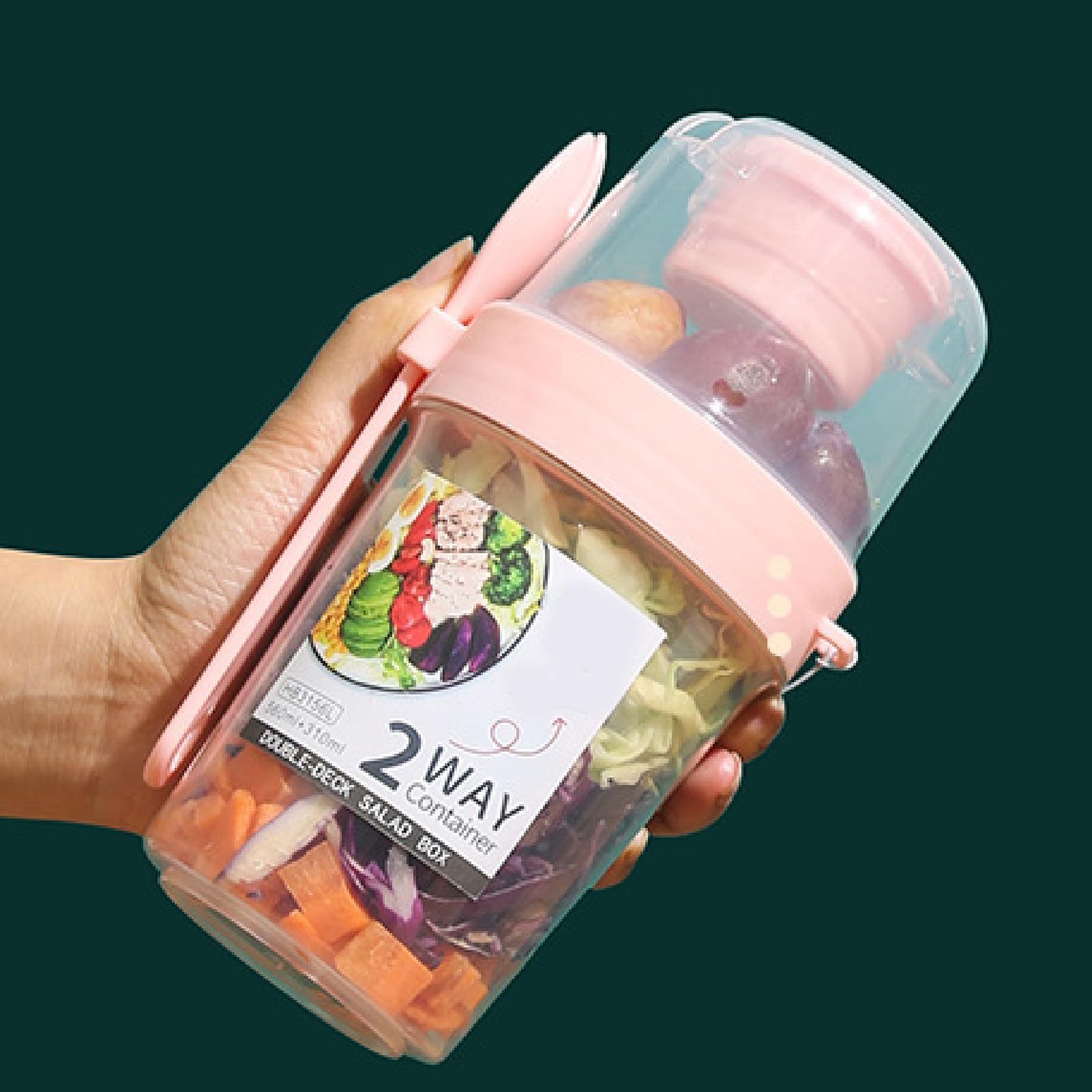 Natudeco Salad Storage Cup Large Capacity Reusable Yogurt Shaker Multifunction Portable Cereal Cup Breakfast Container Cup with Fork Lid for Outdoor