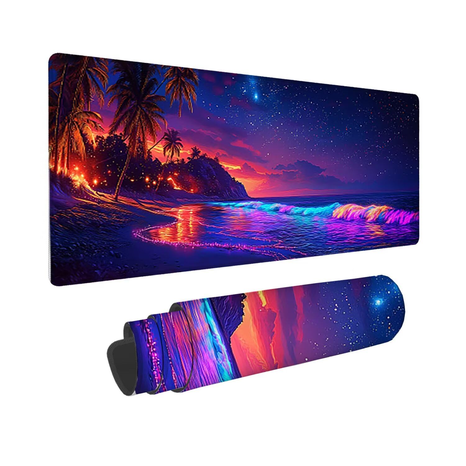 Podkładka pod mysz dla graczy, XXL, 1400 x 600 mm, wodoodporna i antypoślizgowa, duża podkładka na stół do biura i domu, poprawia precyzję i prędkość, prezent (fantazja plaża) V-569