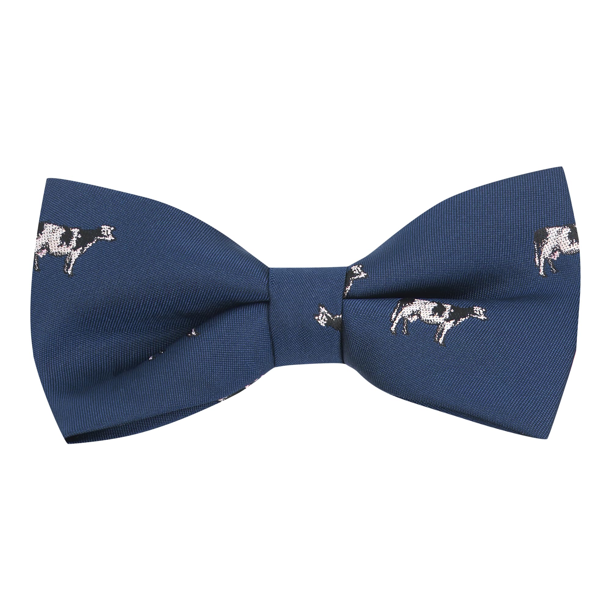 King & Priory Navy Blue Embroidered Cow Bow Tie