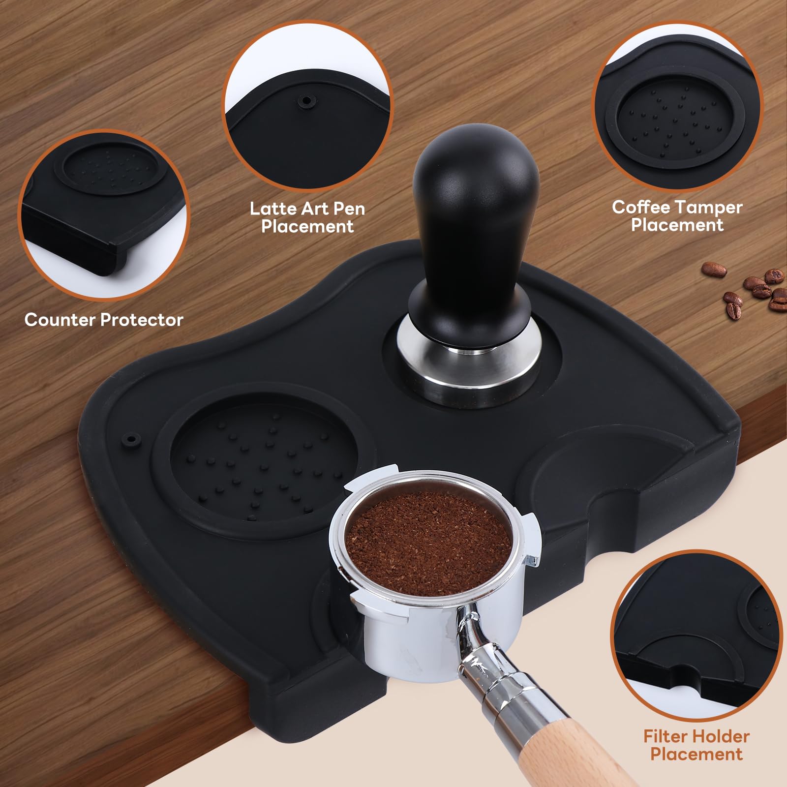 Jopgeey Espresso-Tampmatte Aus Silikon – 26,4x18,8 Cm, Wasserdicht, Für Barista-Zubehör