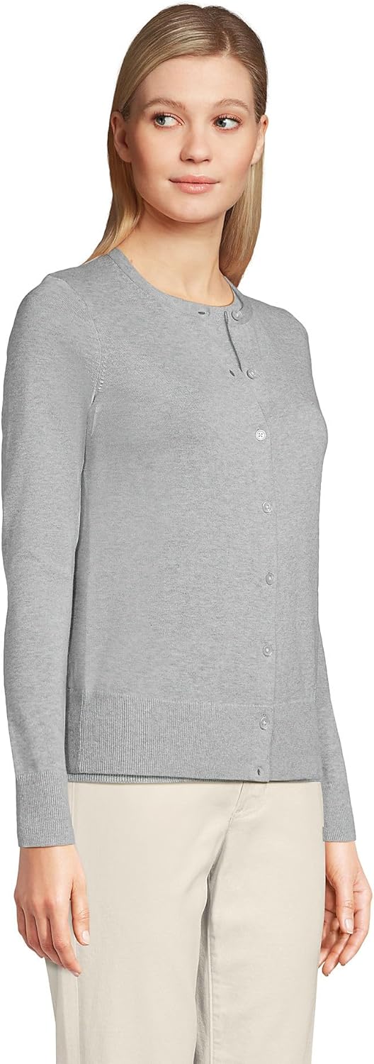 Lands' End Women's Fine Gauge Cotton Cardigan Sweater - Image 4