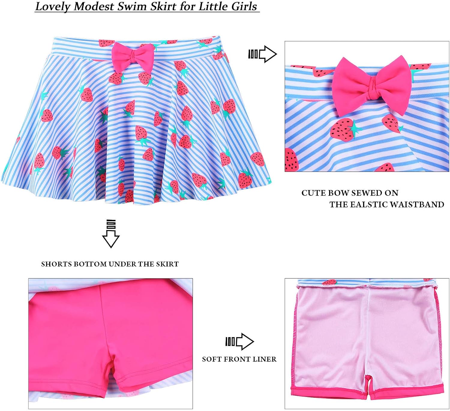 Girls Rash Guard 2 Pieces Bathing Suit UPF50+ Swimsuit with Swimming Skirt Swimwear 2-14Y - Image 4