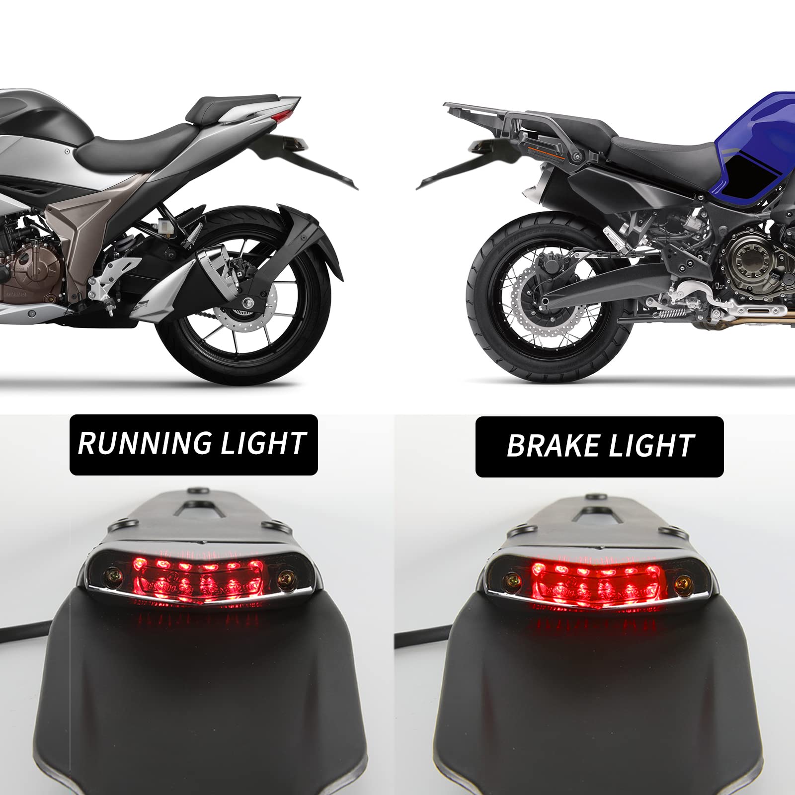 Fanale Posteriore Moto Motocross Luci Di Arresto Del Freno LED Fender, 12V Omologato Portatarga Moto Universale per Enduro Dirt Bike XR250 400 650 WR250F 450F 250X 450X Crf Mx Trail Supermoto