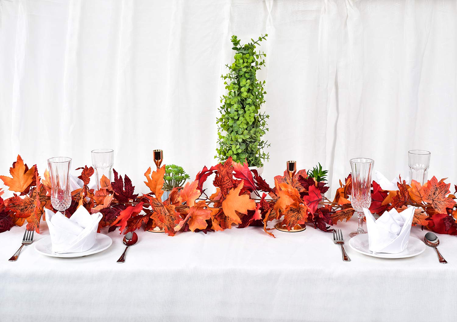 2 Ahornblatt-Herbstgirlanden – Je 1,8 M, Künstliche Seidenblätter, Für Tür, Kamin & Tischdeko Zu Herbst & Erntedank