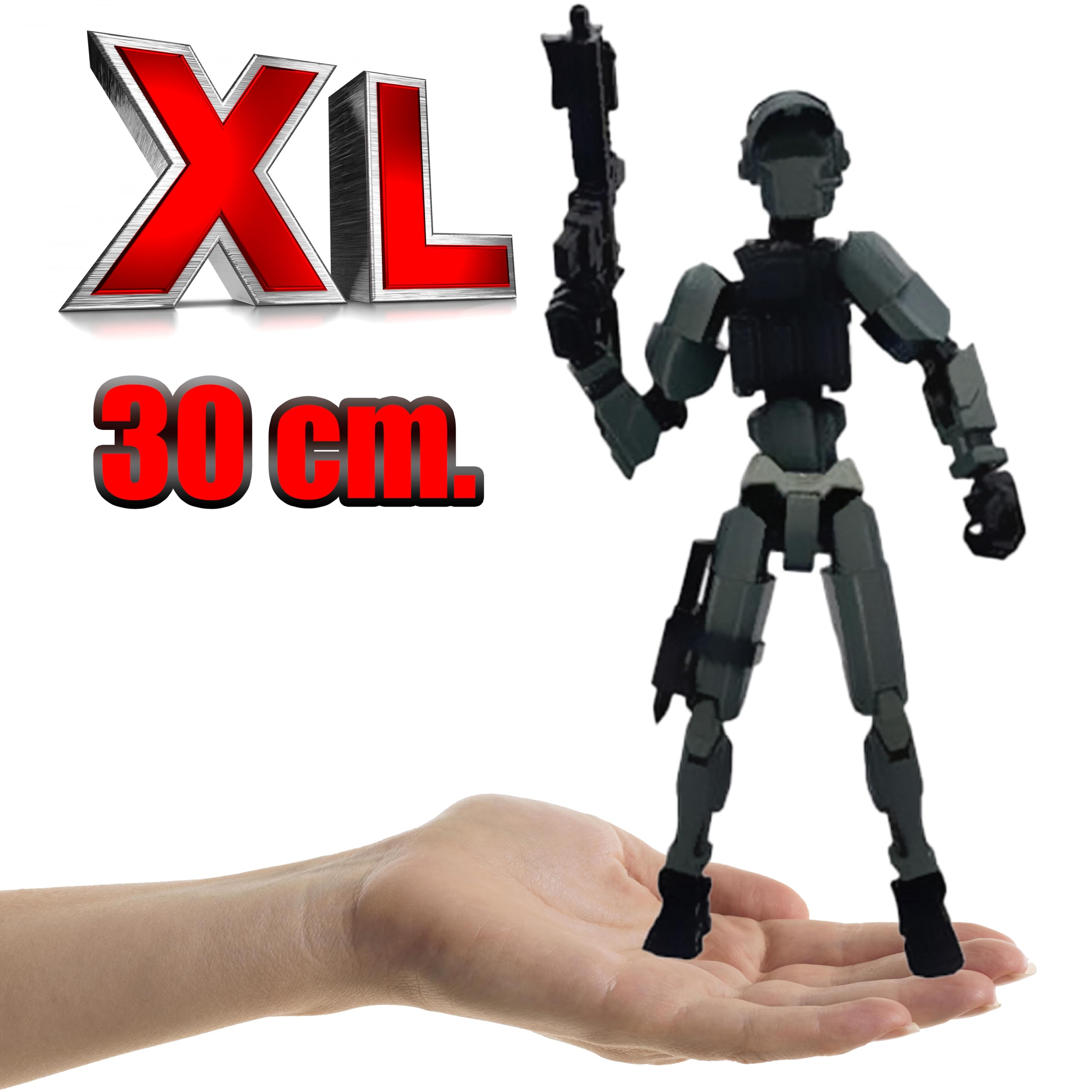 Figurka akcji XL Dummy 13 dowódca, 28 cm, 30 punktów przegubowych, z akcesoriami bojowymi i wsparciem - Kolekcja OPS 13 Żołnierzy Operacji Specjalnych -Zielona Wojskowa Lalka i Czarny-Żołnierz