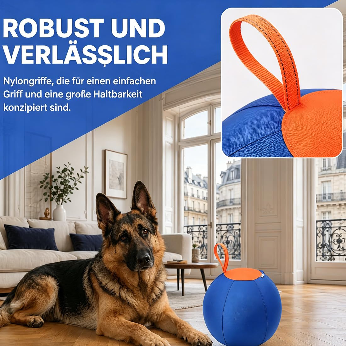 Treibball für Hunde, Aufblasbarer Bissfester Herding Ball Hund, Interaktiver Hundespielzeugball & Trainingswerkzeug, Geeignet für Hütehunde und Viele Andere Hunderassen (A,45CM)