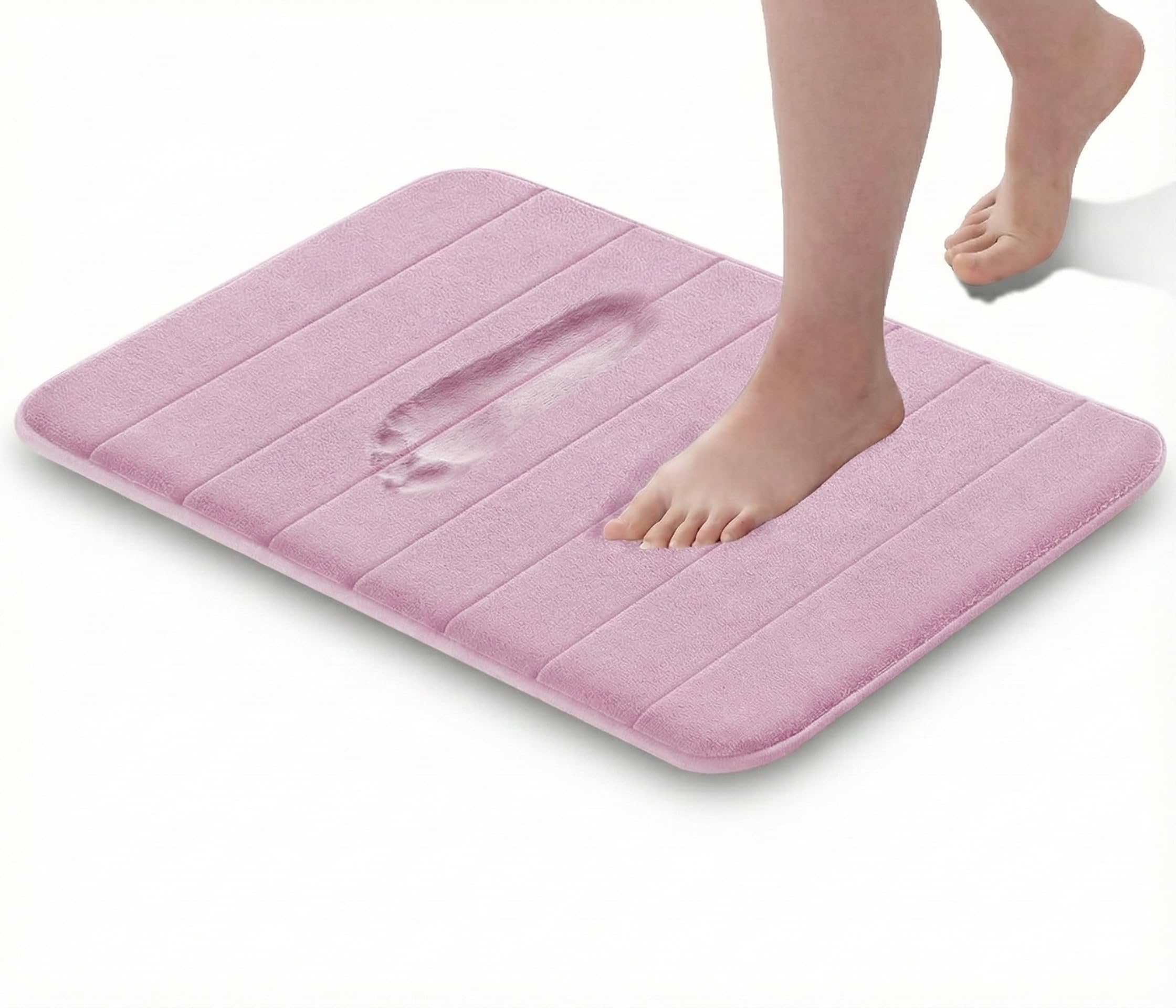 GVTECH Memory Foam Bath Mat, (1 Pack) Non-Slip Back, 40x60 cm Fleece Softness, Highly Absorbent, Bathroom Carpet, Super Soft Microfiber Bath Rug, Rectangle, Easy to clean Mat, Peach