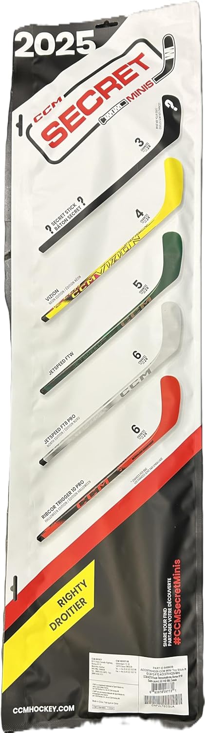C C M 2025 Secret Mini Hockey Stick (Right Hand - 1 Random Stick)