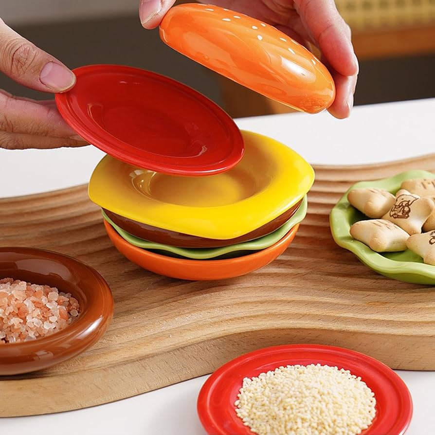 ハンバーガーデザインの可愛い小皿セット（6枚組） ハンバーガーデザインの可愛い小皿セット（6枚組）