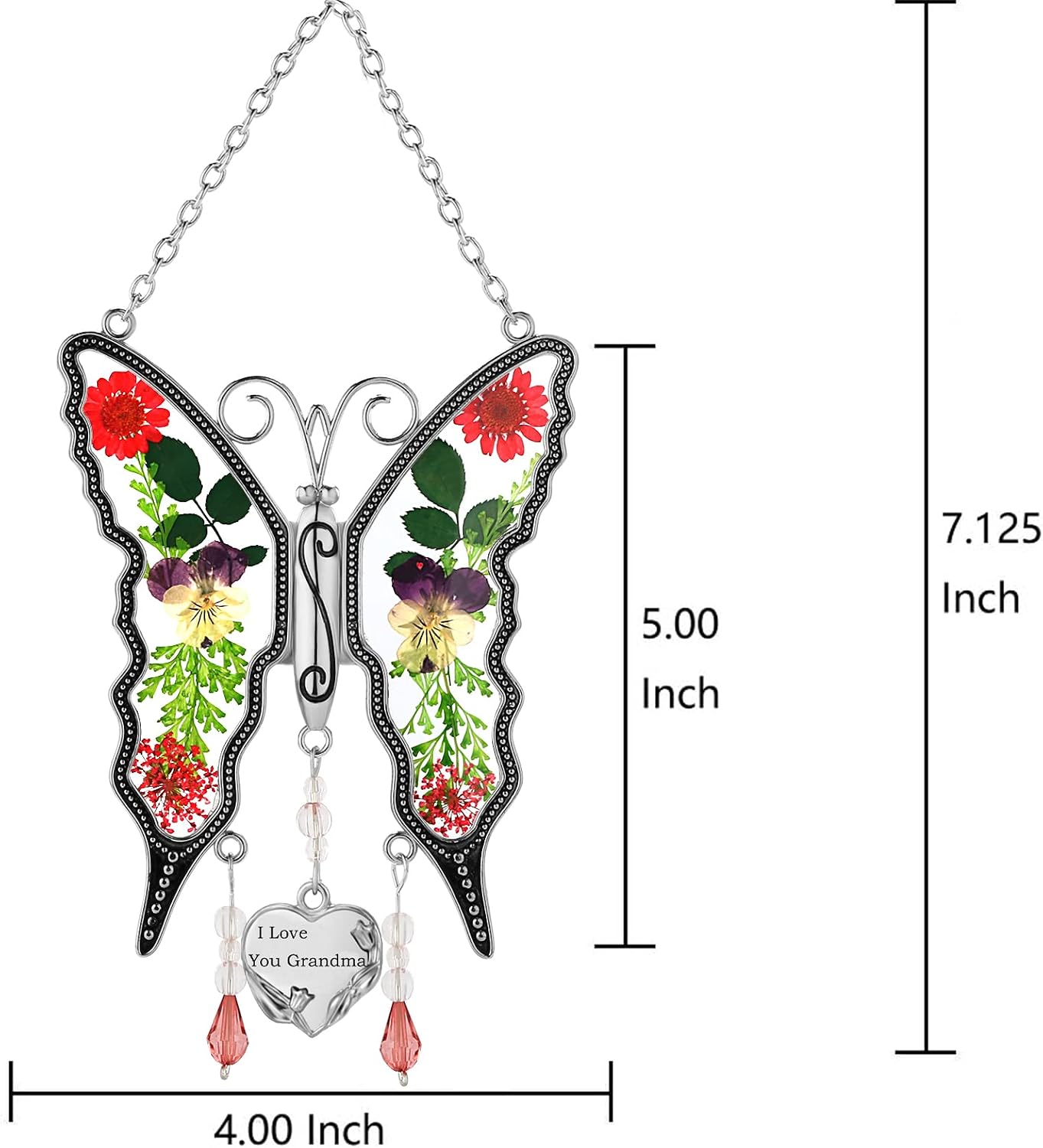 KY&BOSAM Gifts for Women I Love You Grandma Butterfly Suncatcher Stained Glass Suncatchers for Window Hanging Home Decor Garden Wind Chimes Birthday Gifts for Women Mothers Day Valentine's - Image 5
