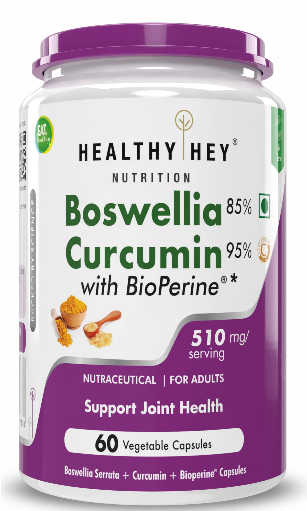 HealthyHey Nutrition Boswellia Serrata & Curcumin with Bioperine - 60 Vegetable Capsules (B07BLVWC1Q) Amazon Price History, Amazon Price Tracker