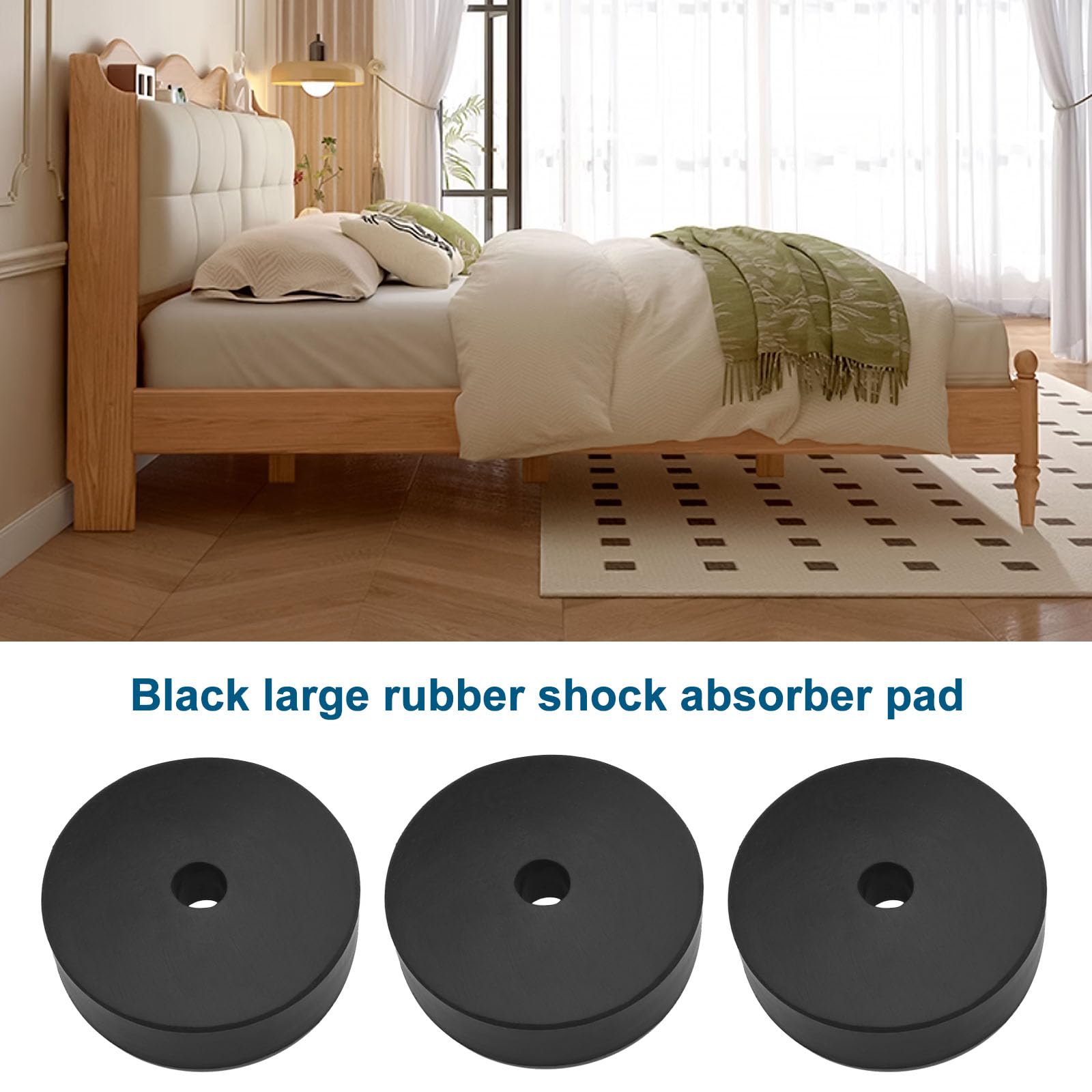 The Lord of the Tools 4Pcs Rubber Shock-Absorbing Feet Pads Large Cushioning Foot Pads for Sofa Chair Table Bed Foot Washing Machine 64x27.5x28.5mm Black - Image 3