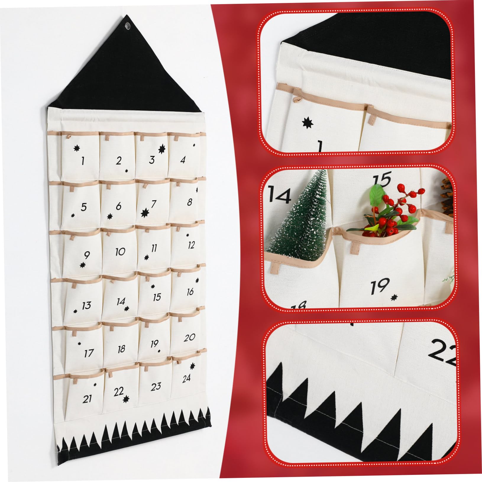 STOBOK Adventskalender Aus Canvas Mit 24 Fächern 120x47cm Wandbehang Organizer Für Kleinteile Praktische Aufbewahrungstasche Für Weihnachten Und Kinderzimmer