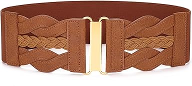 SANSTHS Vintage Stretchy Belt for Women, Womens Wide Elastic Belts for Dresses Coats, Fashion Womens Belts with Gold Buckle