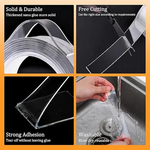 Miniatura 3 de Cinta adhesiva de doble cara para paredes, extraíble, cinta adhesiva resistente para colgar en la pared, fotos sin rastro, cinta adhesiva lavable R