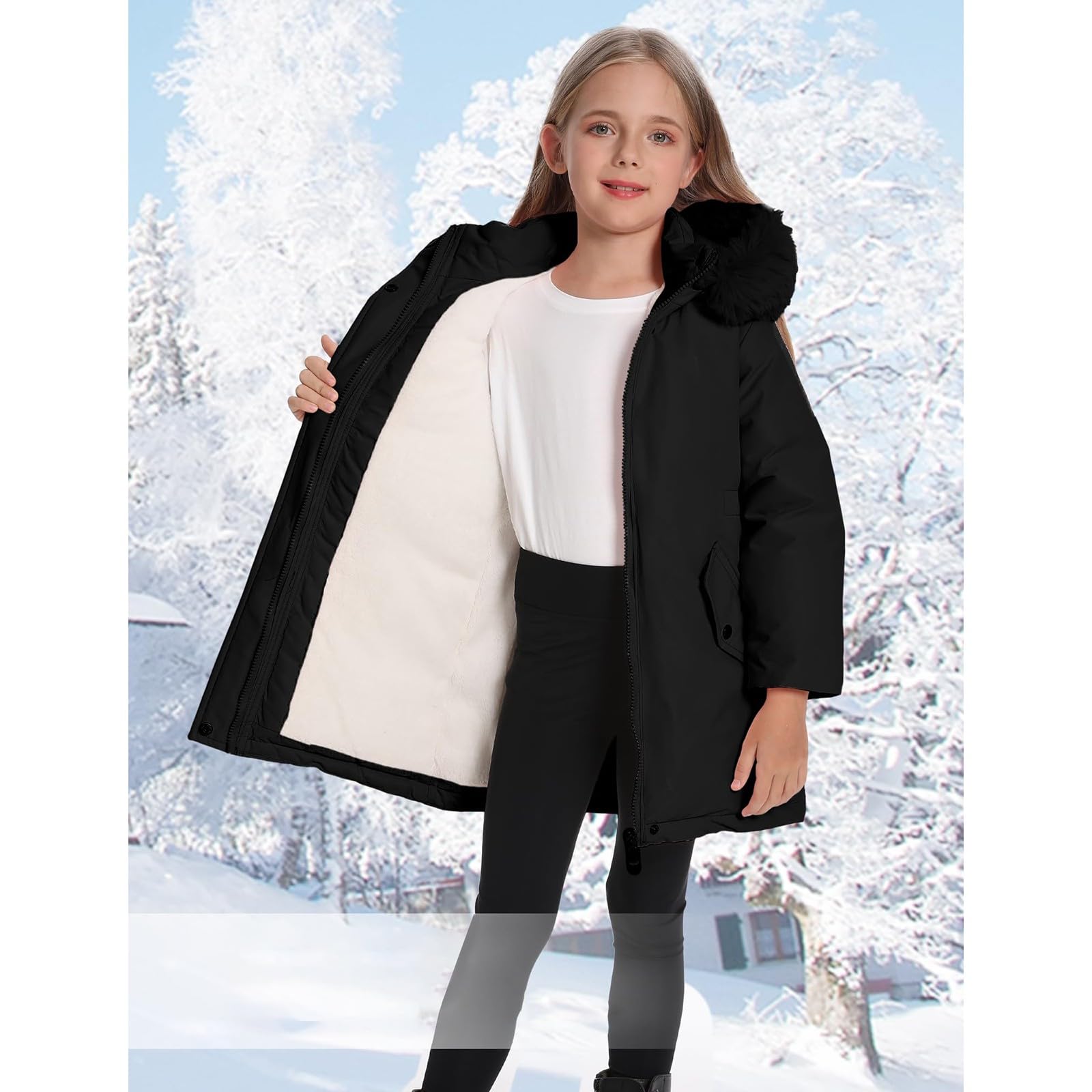 Générique Manteau Enfant Fille Capuche Coupe-Vent Chaude Manteau Manche Longue Doux Automne-Hiver Doudoune Zippée Légère Décontracté Blouson Vacances Sport Enfant Fille Vêtements D'extérieur