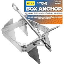 Anchor-Man Boat Slide Box Anchors, 100% Hot Dipped Galvanized Foldable Sliding Cube Anchor Suitable for 23 to 40ft Offshore Sport Boats, Pontoon Boats 13 lbs / 19 lbs / 25 lbs