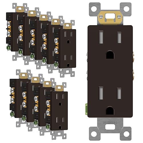 Miniatura 60 de ENERLITES - Toma de corriente decorativa serie Elite, segura para niños, resistente a manipulaciones, acabado autoconexión a tierra, acabado Oro
