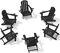 Vista 33 de SERWALL Silla Adirondack con portavasos – Juego de 2 sillas Adirondack compuestas para exteriores de polietileno de alta densidad para todo
