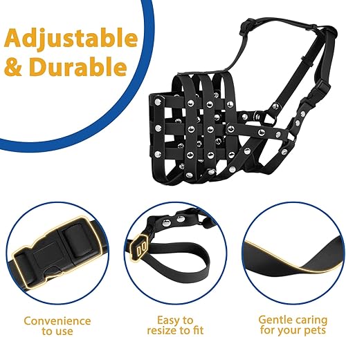 Miniatura 2 de BARKLESS Bozal para perro, bozal de cesta de PVC suave para perros medianos y grandes con hocico largo, bozal transpirable para evitar morder,