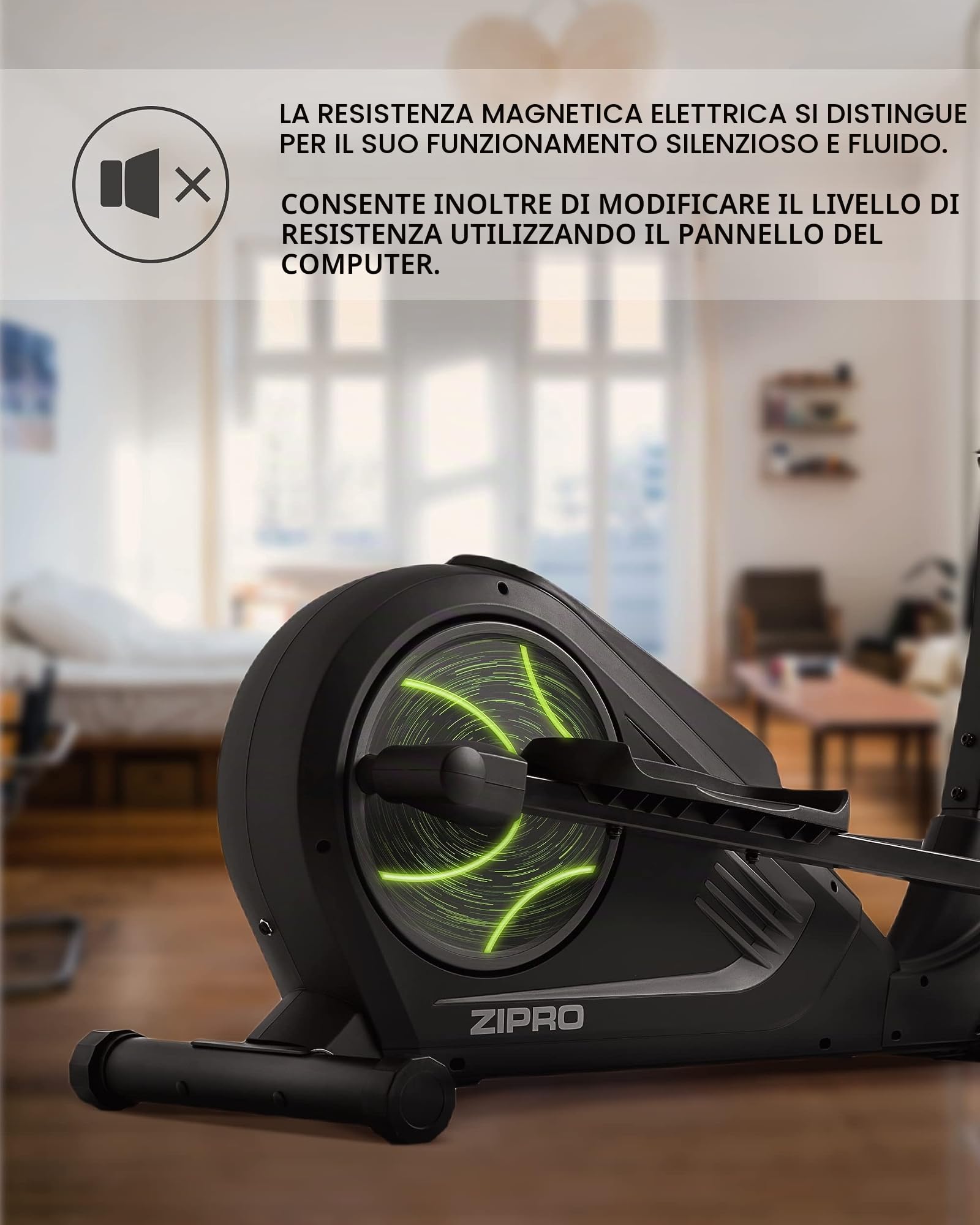 Zipro Crosstrainer Heat, Ellittico fino a 150 kg, Attrezzo cardio per la casa, Macchina da allenamento cardio, Ellittica, Cyclette, 32 livelli di resistenza