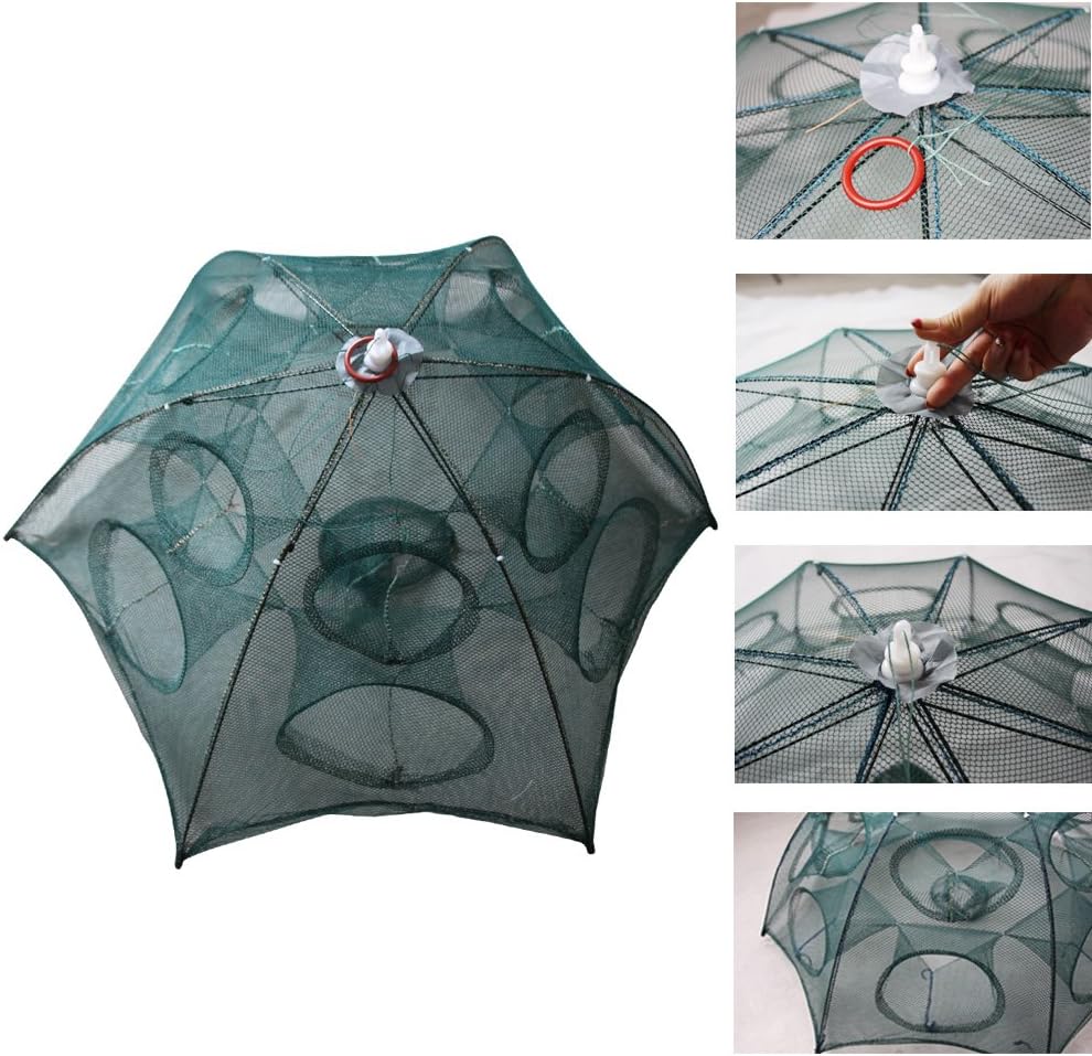 ICE SEA Foldable Fishing Net Landing Net Trap Cast Dip Cage for Fish Shrimp Minnow Crayfish Crab Size 37.40inch