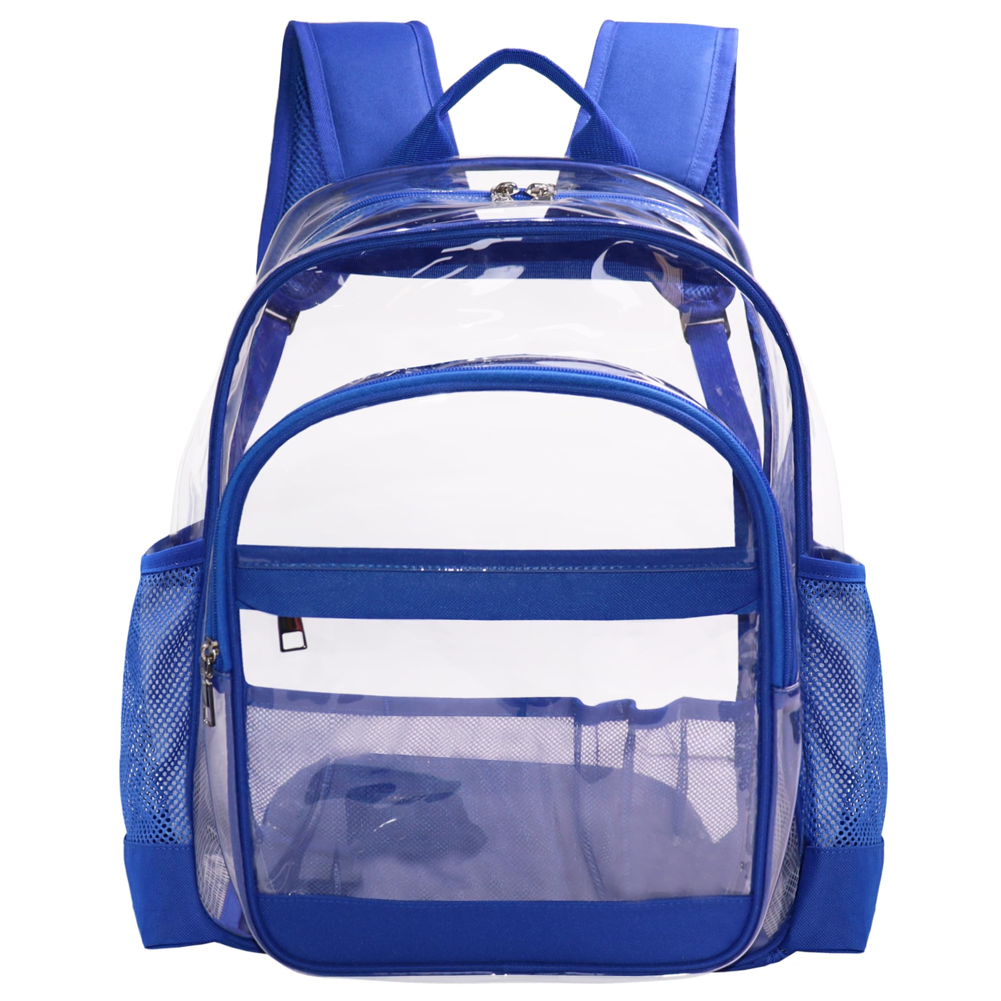 GiMiUiTo Clear Backpack,Heavy Duty Clear Bookbag See Through Backpack Large Clear Bag for School College Work Travel Security,Blue