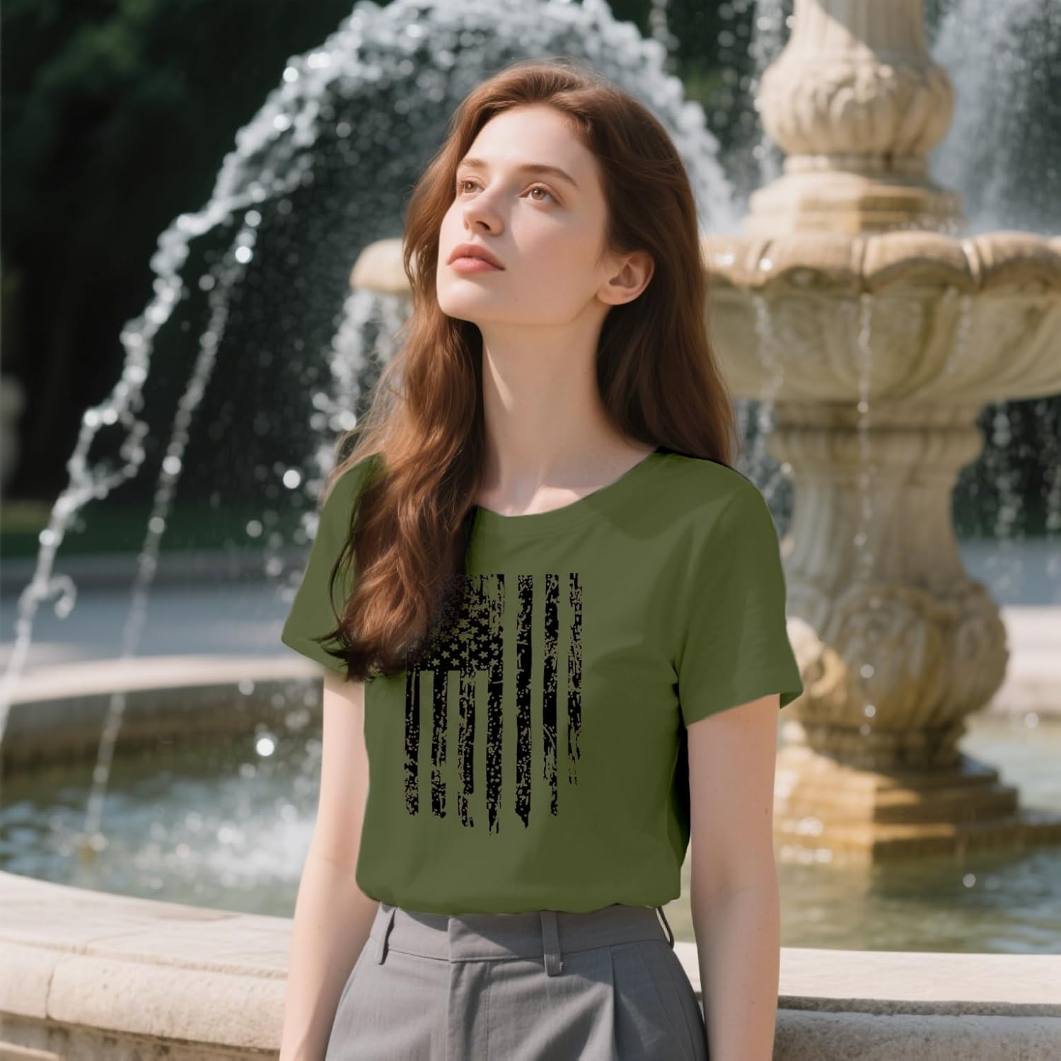 4th of July Shirts Women USA Patriotic T-Shirt American Flag Tee Tops - Image 2